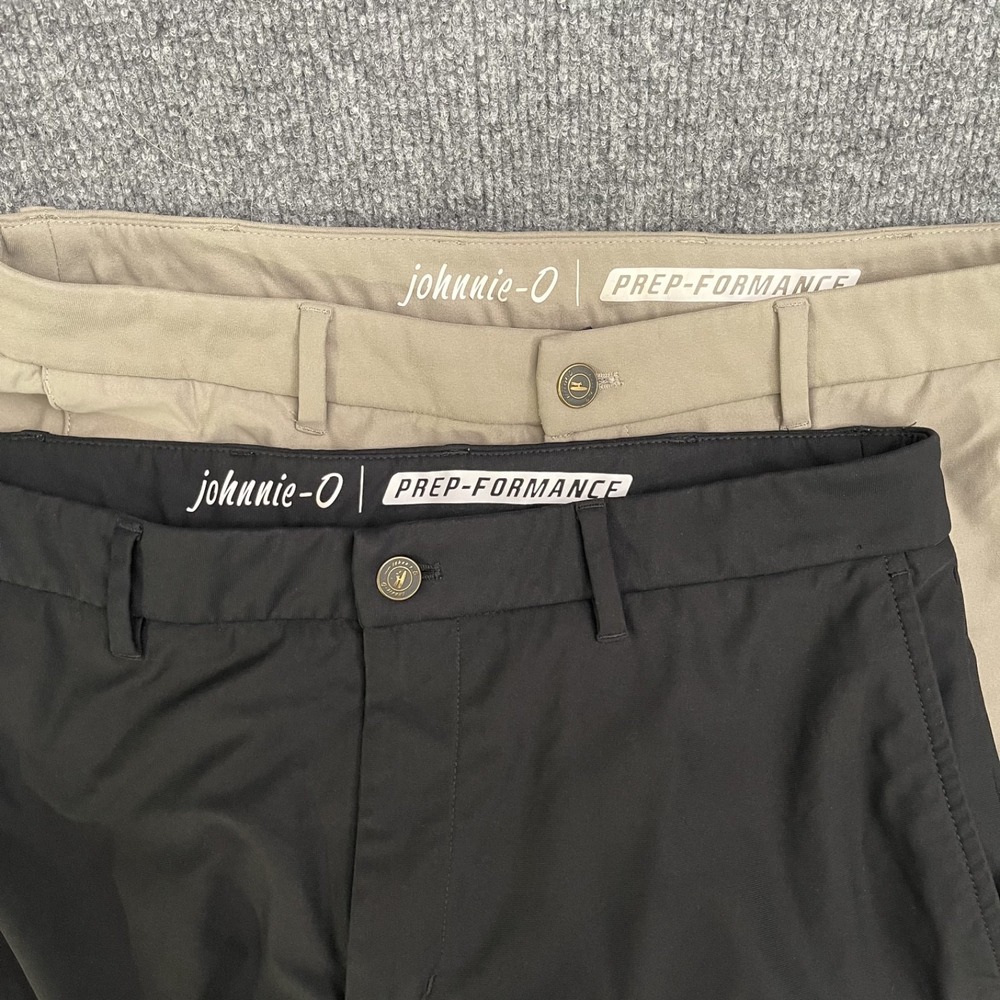 johnnie-O PREP-FORMANCE Golf Shorts Mens Sz 33 Active Chine Set of 2 Black Khaki